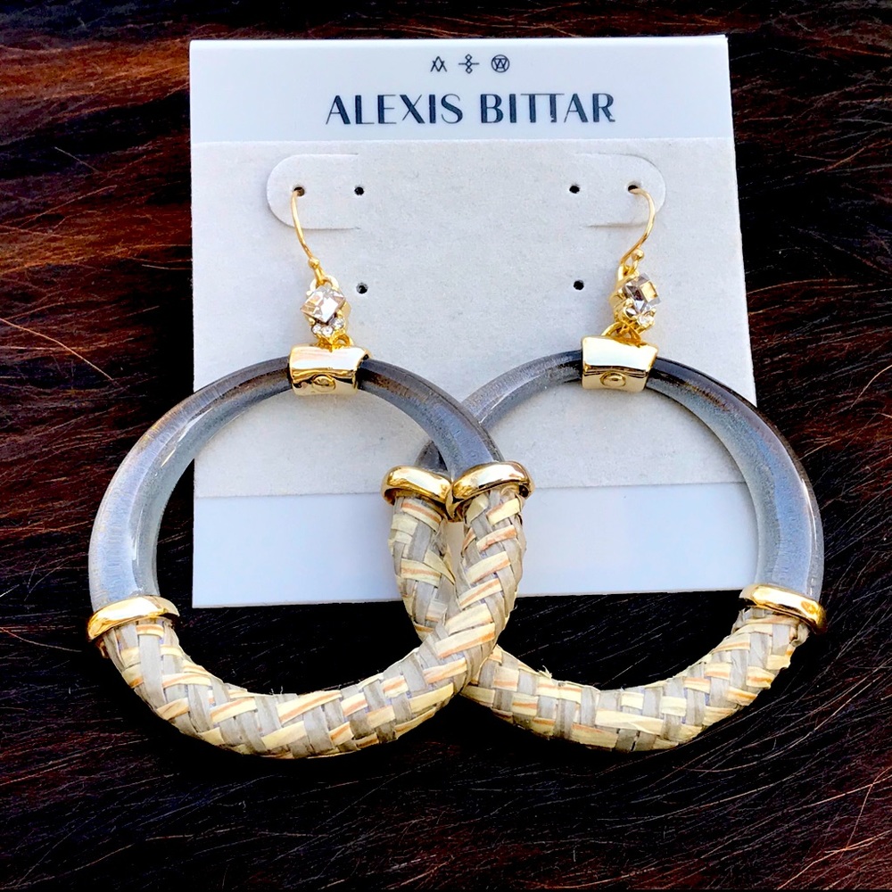 $245 Alexis Bittar open hoop gold plated earrings
